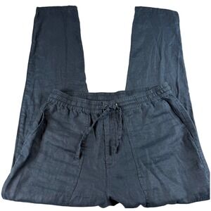 Ecoalf Mens Linen Drawstring Trousers Navy Blue Sustainable Flax Pants Size L